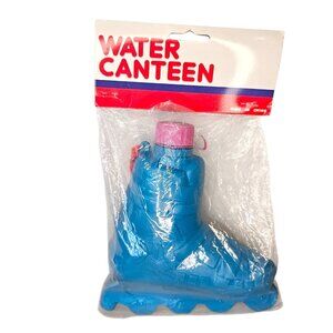 VTG 90s Rollerblade Water Canteen Travel Unique Blue Water Bottle 7.5" Skate